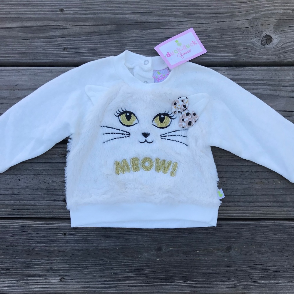 Duck Duck Goose Kids Girl Long Sleeve Shirt MEOW - Picture 3 of 8